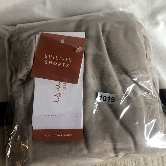 Isabel Maternity Skort Athletic Built-In Shorts Over Tummy Taupe Sz L NWT - Picture 9 of 9